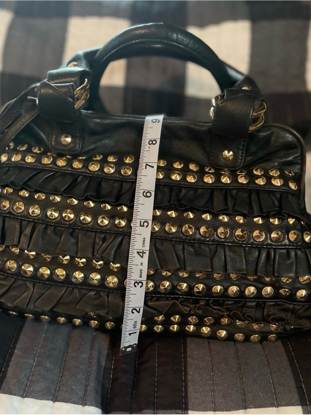 Vintage Y2K Betsey Johnson 2005 "We're Just Frilled" Ruffled Studded Satchel - Picture 9 of 9